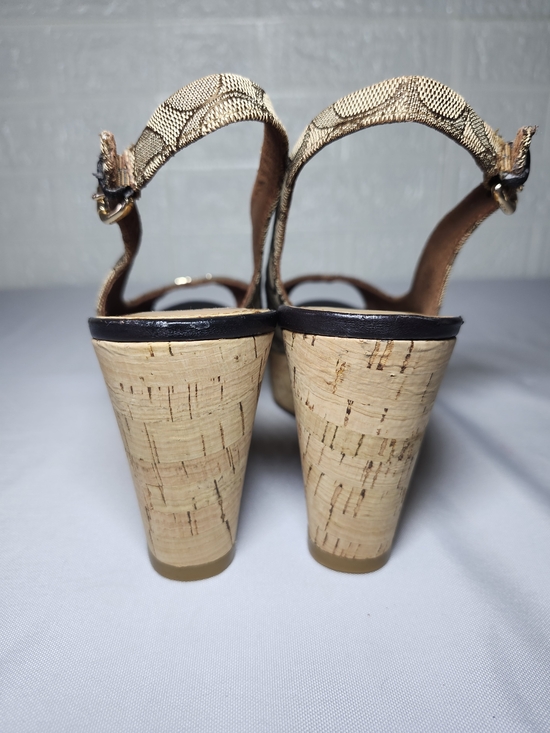 Coach Women's Slingback Wedge Sandals Tan Monogram Size 8 - Picture 12 of 15